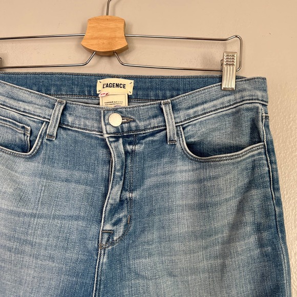 L'AGENCE El Matador French Slim Light Wash Raw Hem Jeans Glacier Size 29 Blue - Picture 4 of 11